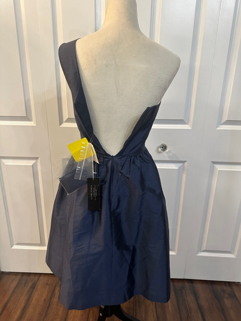 ALFRED SUNG One-Shoulder Navy Party Dress - Picture 4 of 11